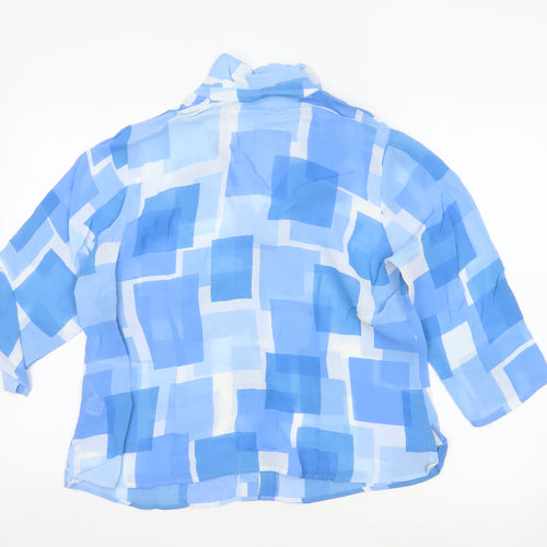Marks and Spencer Women’s Blue Geometric Viscose Blouse UK 18