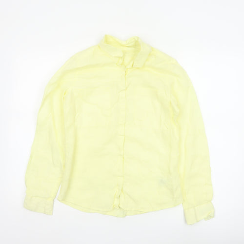 Marks and Spencer Women's Yellow Linen Button-Up Shirt UK 8
