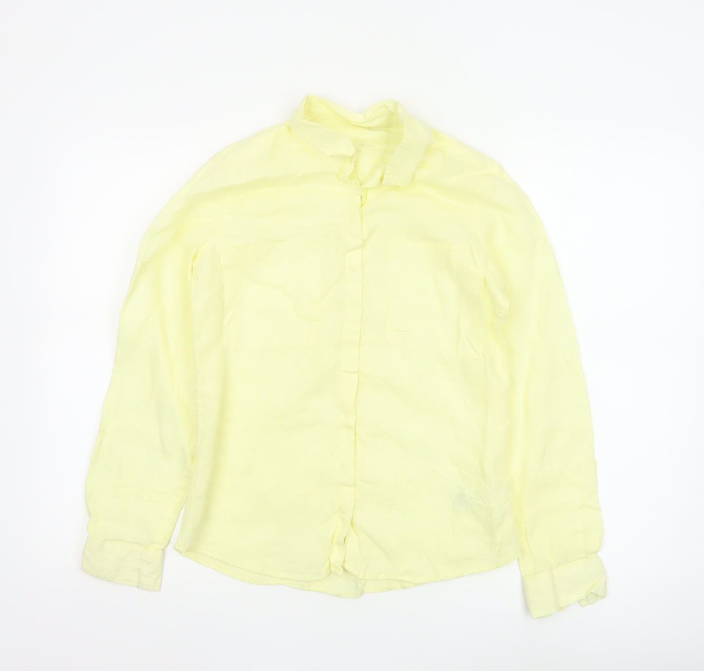 Marks and Spencer Women's Yellow Linen Button-Up Shirt UK 8