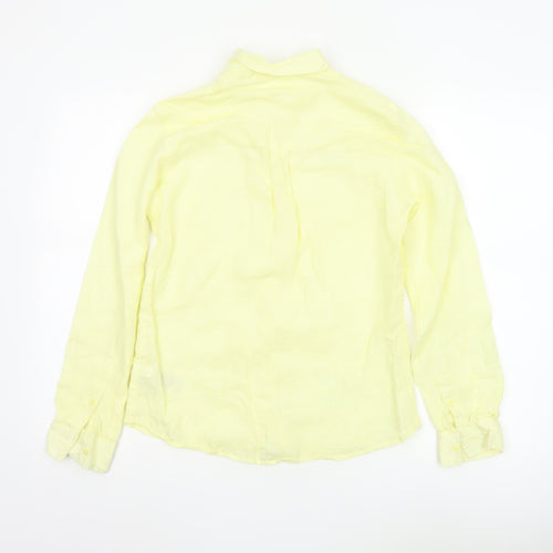 Marks and Spencer Women's Yellow Linen Button-Up Shirt UK 8