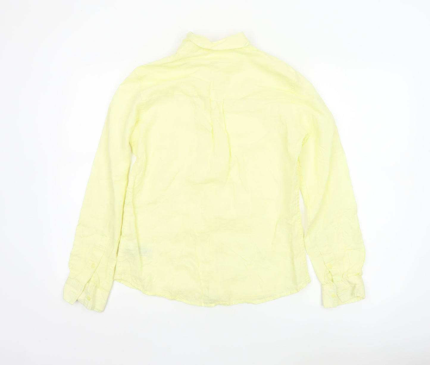 Marks and Spencer Women's Yellow Linen Button-Up Shirt UK 8