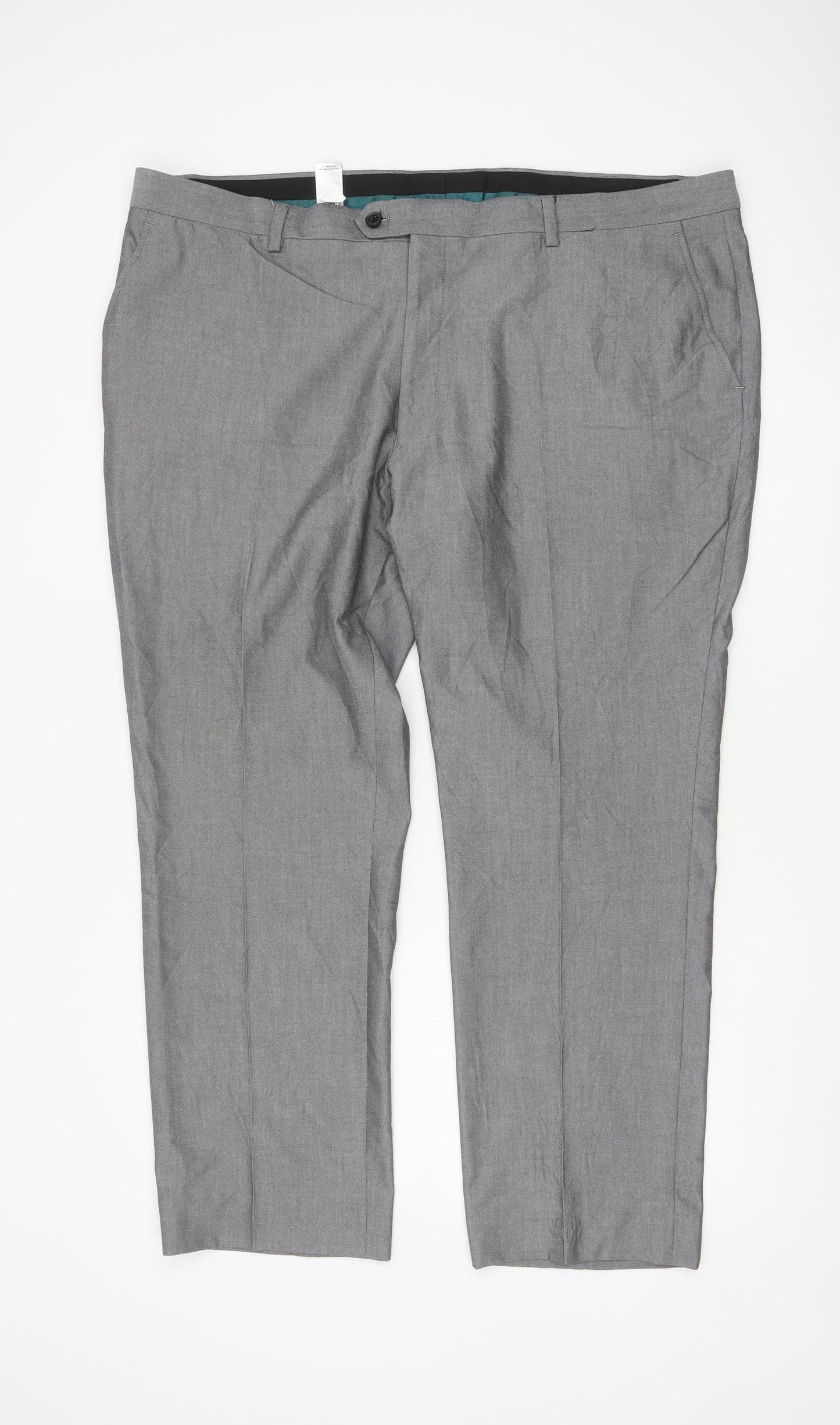 Next Men's Grey Regular Fit Dress Pants 44W 31L Formal Trousers