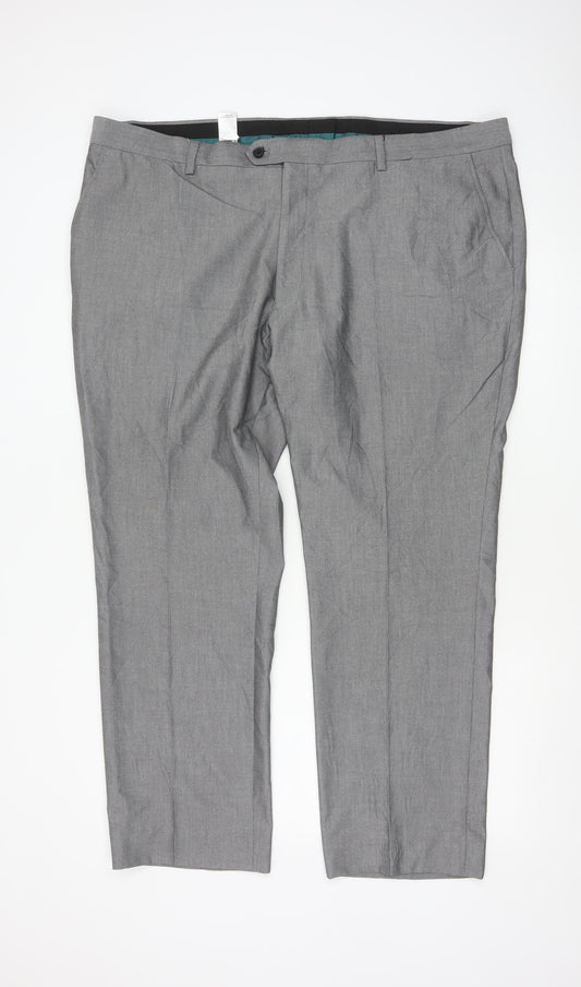 Next Men's Grey Regular Fit Dress Pants 44W 31L Formal Trousers