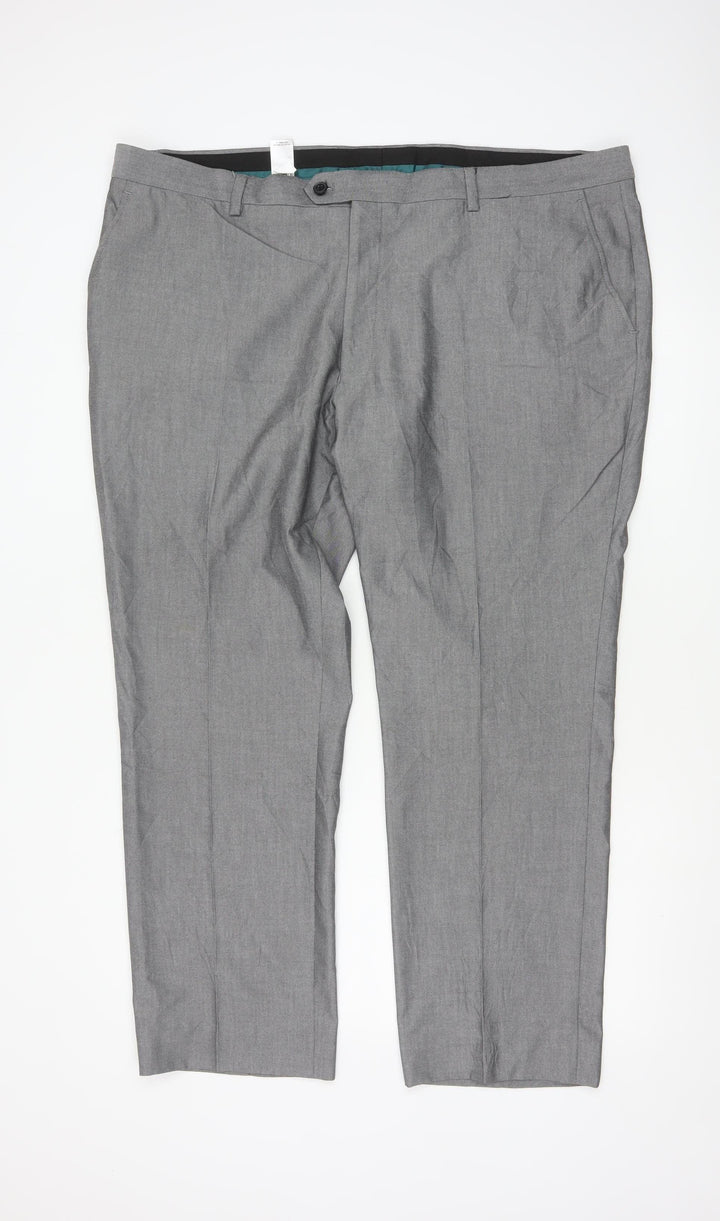 Next Men's Grey Regular Fit Dress Pants 44W 31L Formal Trousers