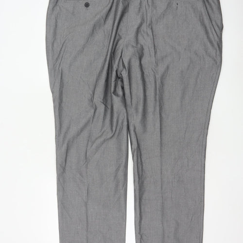 Next Men's Grey Regular Fit Dress Pants 44W 31L Formal Trousers