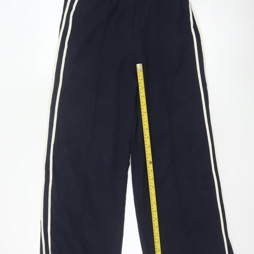 Marks and Spencer Womens Navy Wide-Leg Trousers Size 10 Long