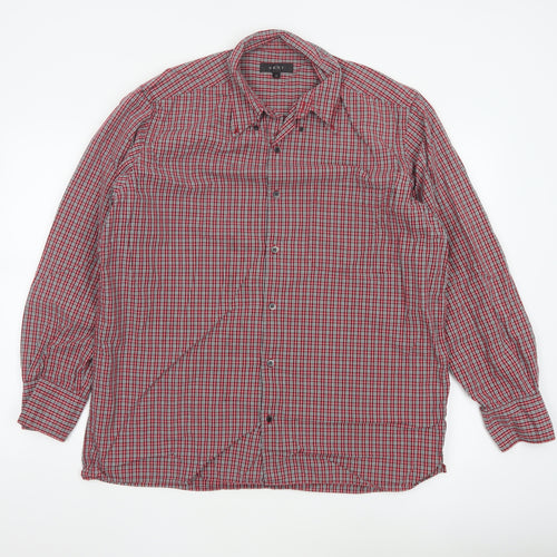 Next Men's Red Check Long Sleeve Button-Up Shirt Size L