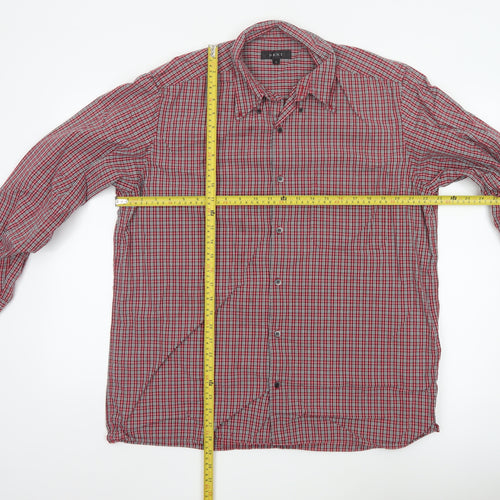 Next Men's Red Check Long Sleeve Button-Up Shirt Size L
