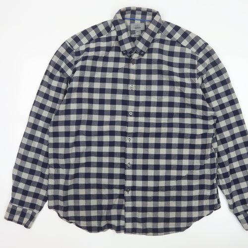 Marks and Spencer Men’s Blue Check 2XL Slim Fit Oxford Shirt
