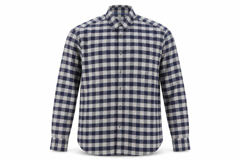 Marks and Spencer Men’s Blue Check 2XL Slim Fit Oxford Shirt