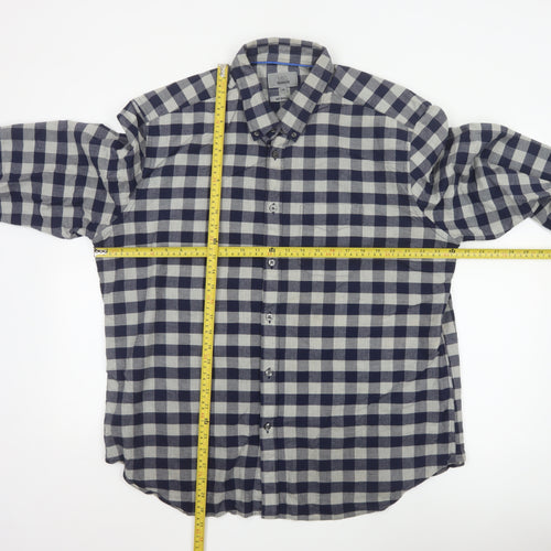 Marks and Spencer Men’s Blue Check 2XL Slim Fit Oxford Shirt