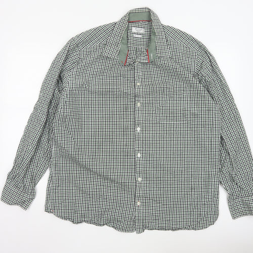 JP Cole Men's Green Check Cotton Long Sleeve Button-Up Shirt XL