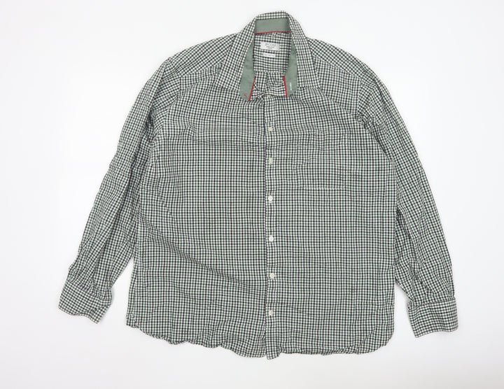 JP Cole Men's Green Check Cotton Long Sleeve Button-Up Shirt XL
