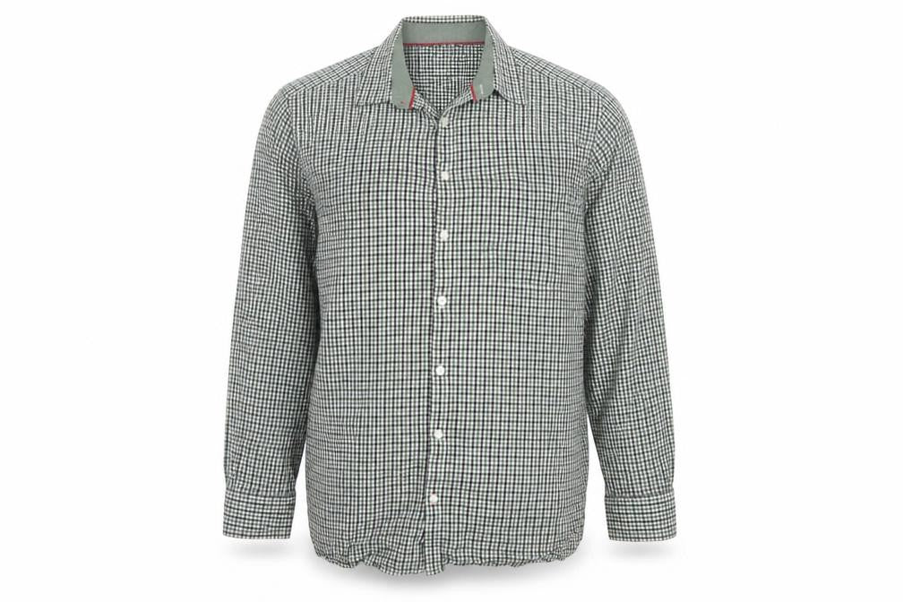 JP Cole Men's Green Check Cotton Long Sleeve Button-Up Shirt XL