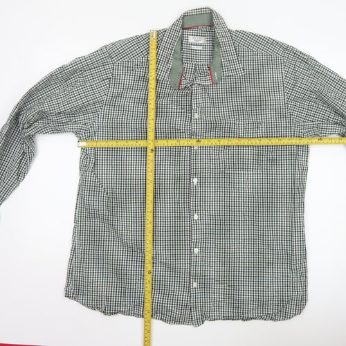 JP Cole Men's Green Check Cotton Long Sleeve Button-Up Shirt XL