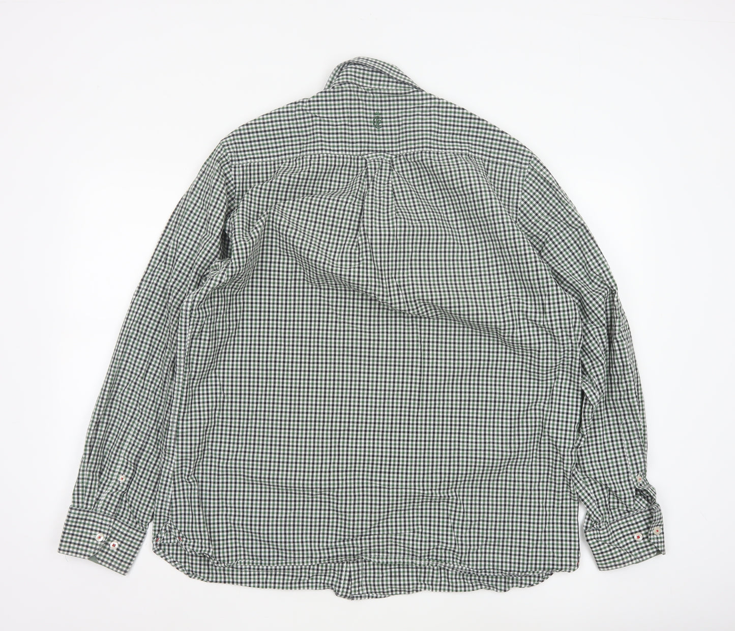 JP Cole Men's Green Check Cotton Long Sleeve Button-Up Shirt XL