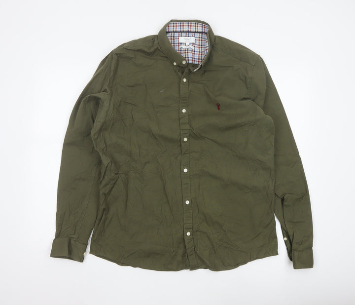Next Men's Green Slim Fit Button-Down Long Sleeve Shirt XL