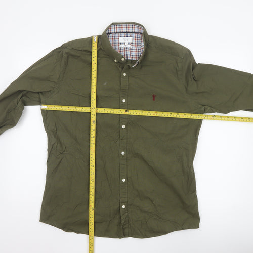 Next Men's Green Slim Fit Button-Down Long Sleeve Shirt XL