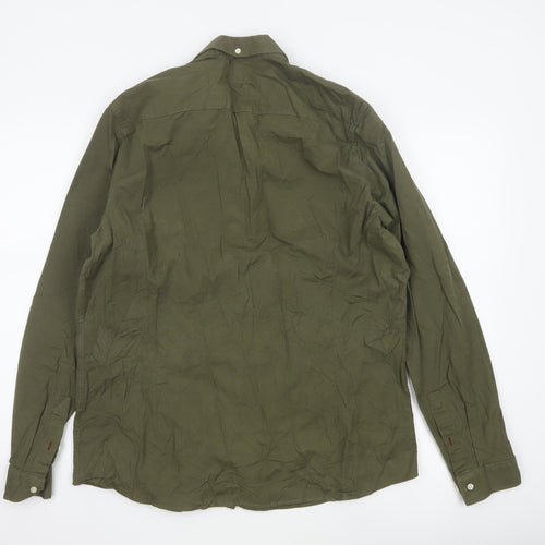 Next Men's Green Slim Fit Button-Down Long Sleeve Shirt XL
