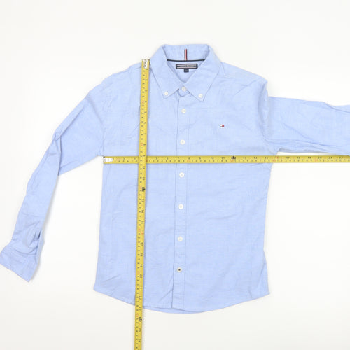 Tommy Hilfiger Boys Blue Long Sleeve Button-Up Cotton Shirt Size 152