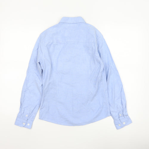 Tommy Hilfiger Boys Blue Long Sleeve Button-Up Cotton Shirt Size 152