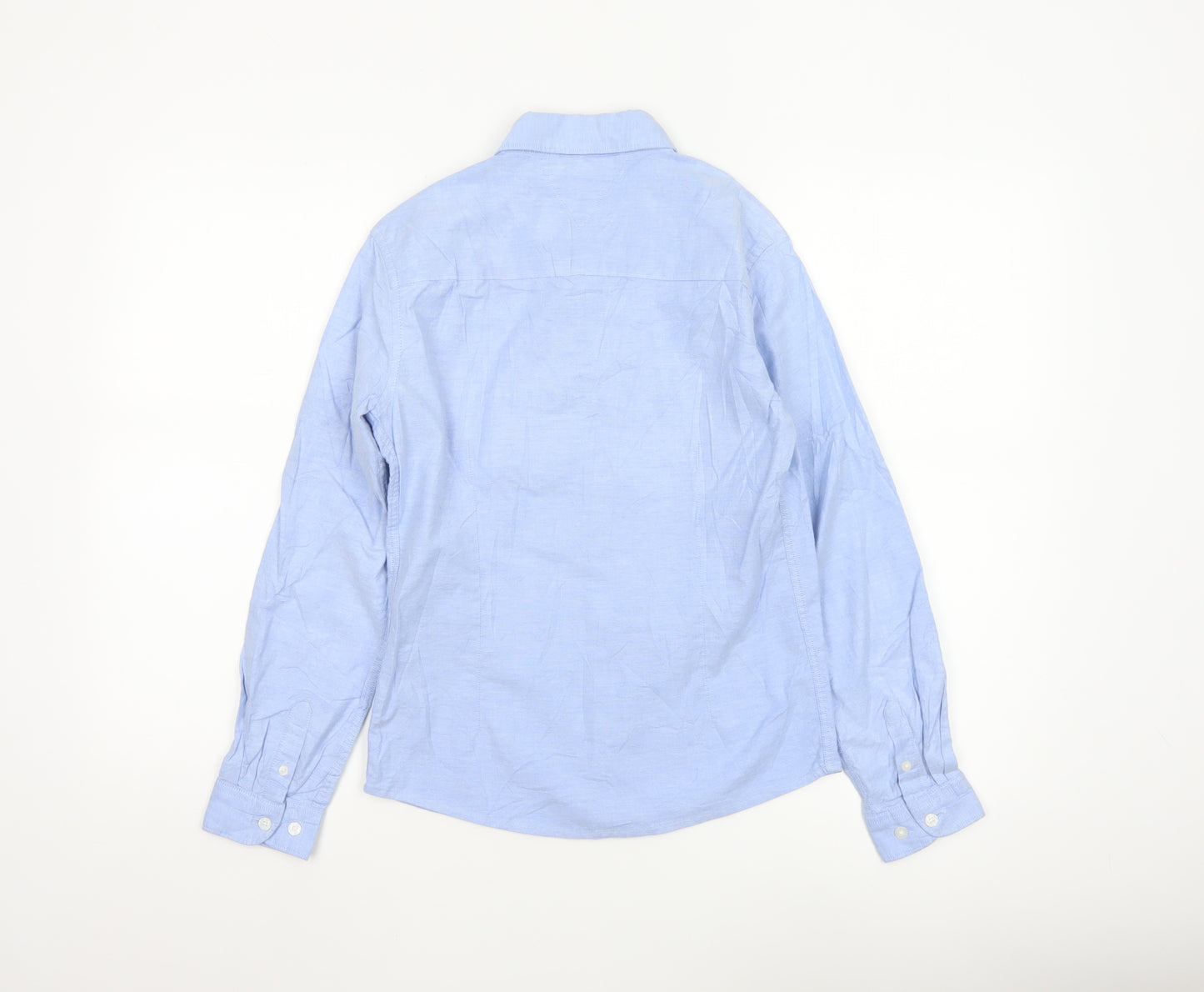 Tommy Hilfiger Boys Blue Long Sleeve Button-Up Cotton Shirt Size 152