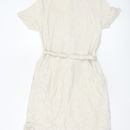 Marks and Spencer Women’s Beige Linen Blend Shirt Dress Size 10