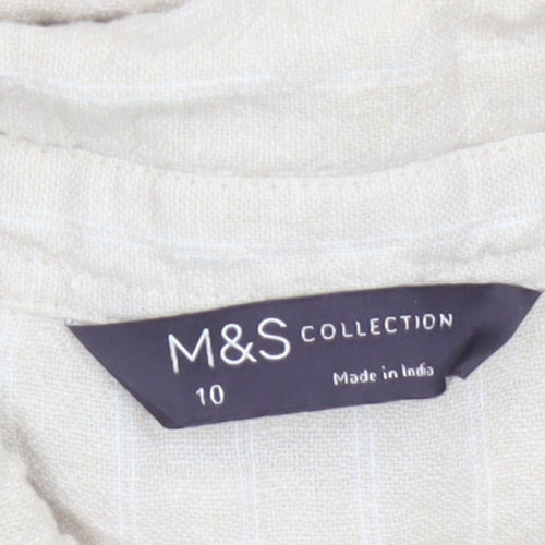 Marks and Spencer Women’s Beige Linen Blend Shirt Dress Size 10