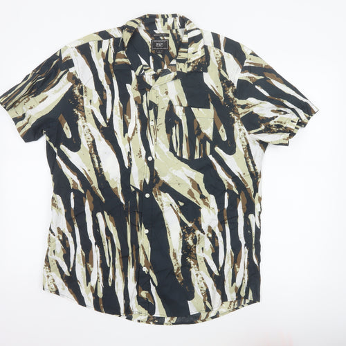 F&F Men's Multicoloured Camouflage Cotton Short Sleeve Shirt L