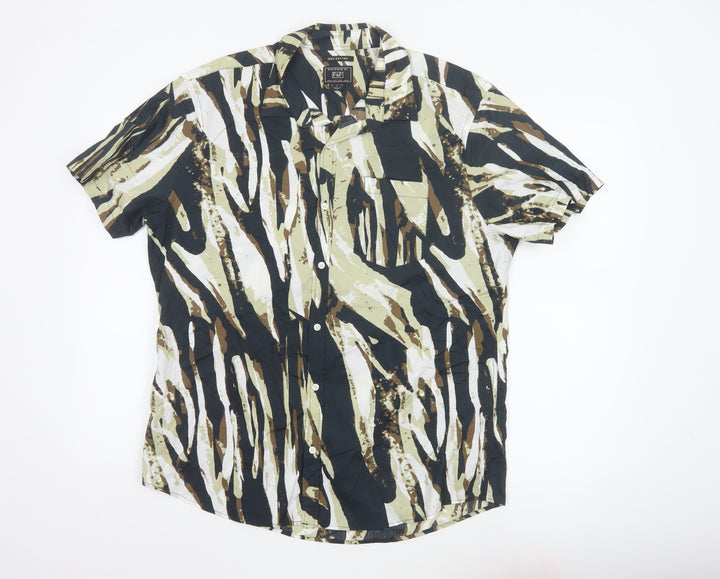 F&F Men's Multicoloured Camouflage Cotton Short Sleeve Shirt L