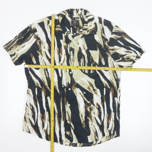 F&F Men's Multicoloured Camouflage Cotton Short Sleeve Shirt L
