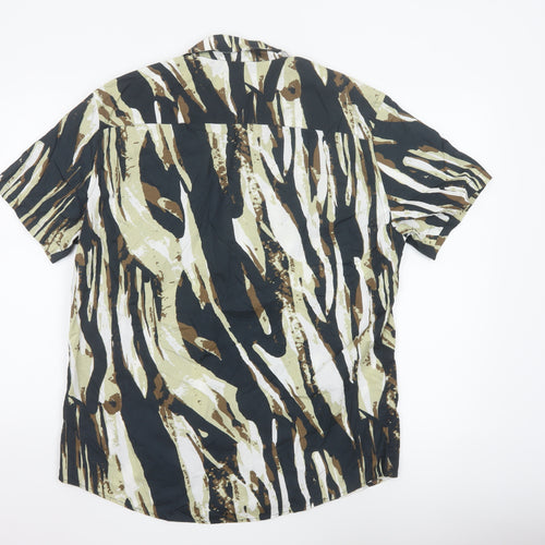 F&F Men's Multicoloured Camouflage Cotton Short Sleeve Shirt L
