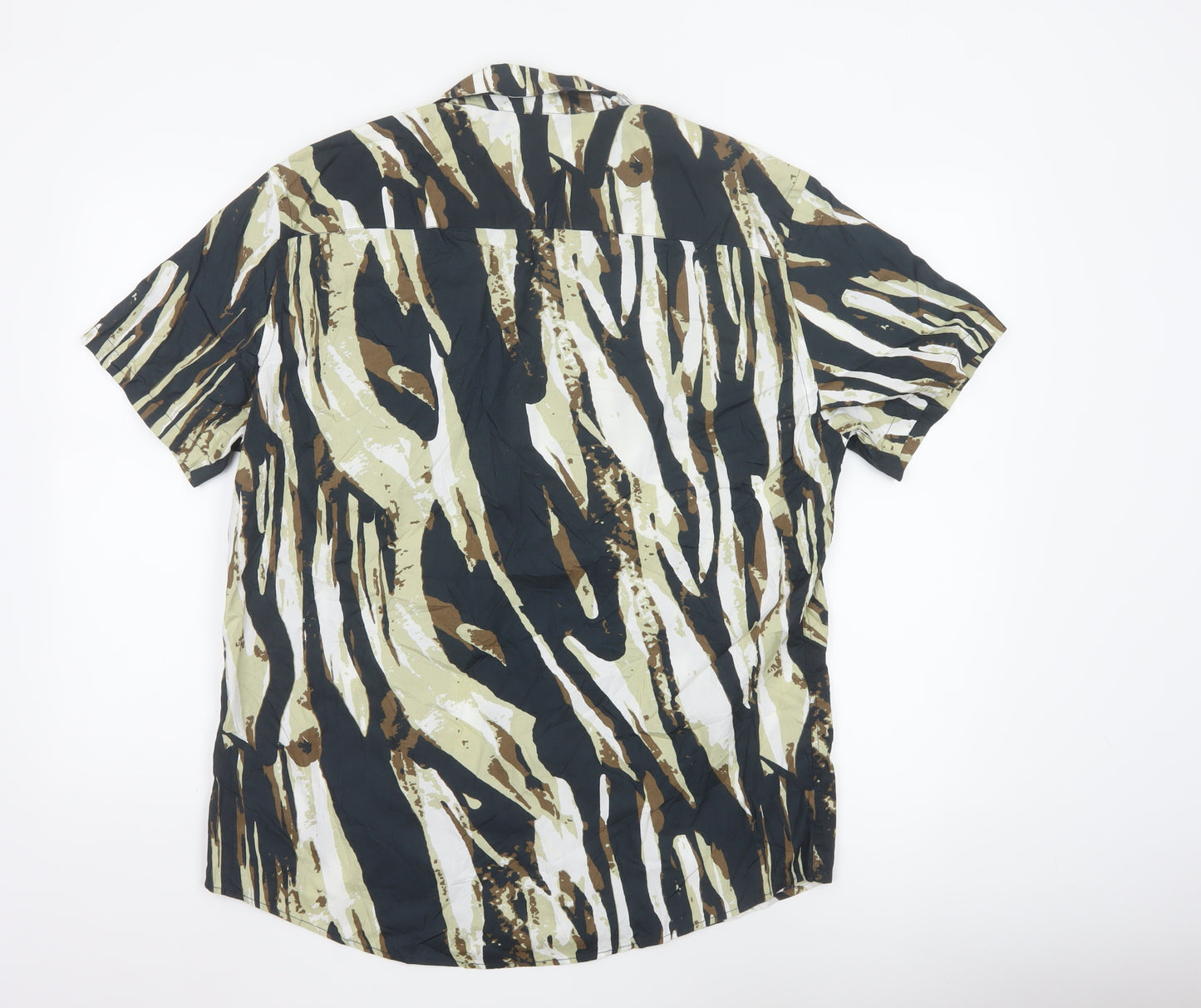 F&F Men's Multicoloured Camouflage Cotton Short Sleeve Shirt L