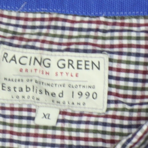 Racing Green Men's Multicoloured Check Cotton Button-Up Shirt XL