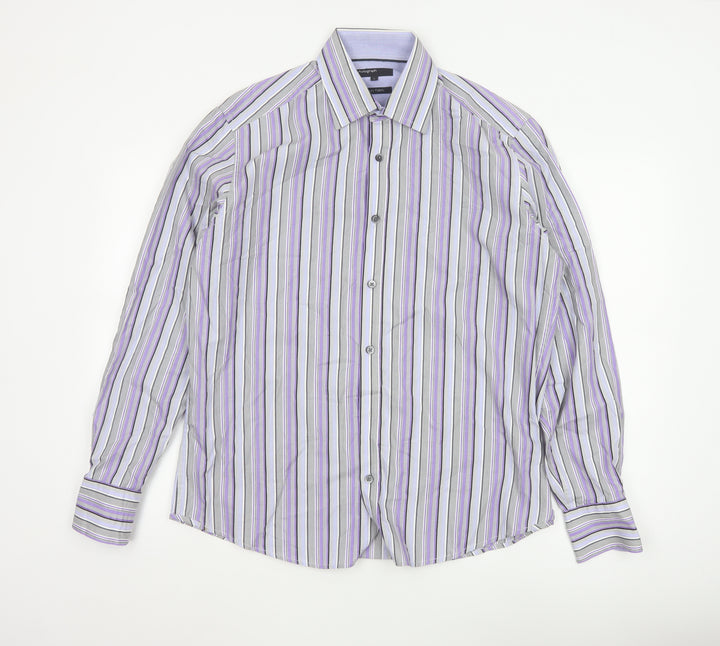 Marks and Spencer Autograph Men's Purple Stripe Cotton Shirt L