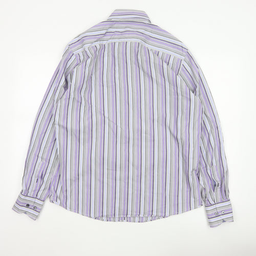 Marks and Spencer Autograph Men's Purple Stripe Cotton Shirt L