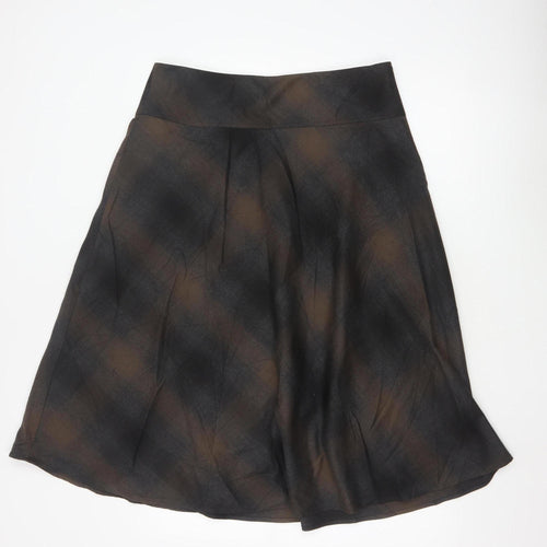 Marks and Spencer Women’s Brown Check A-Line Knee Length Skirt Size 14