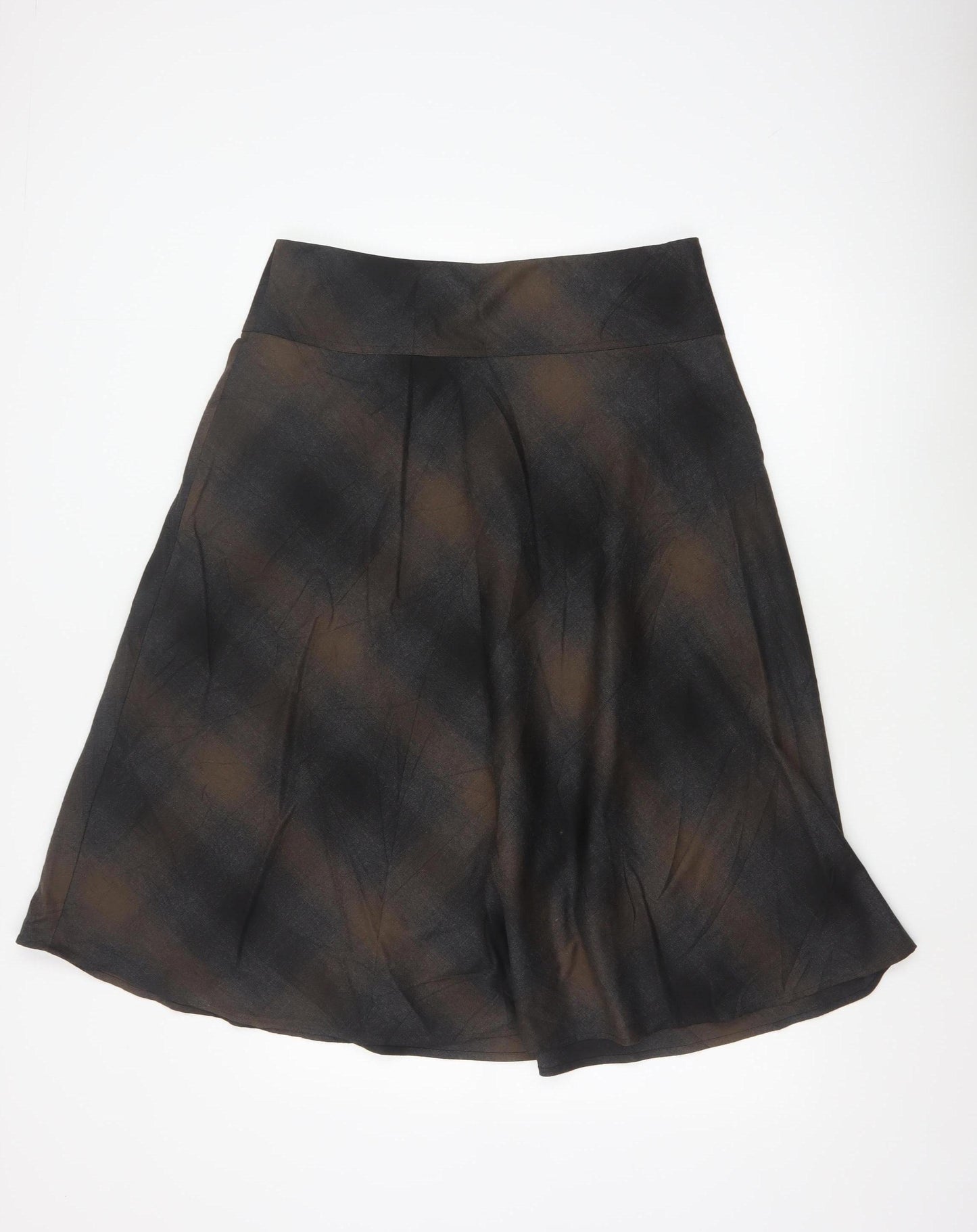 Marks and Spencer Women’s Brown Check A-Line Knee Length Skirt Size 14