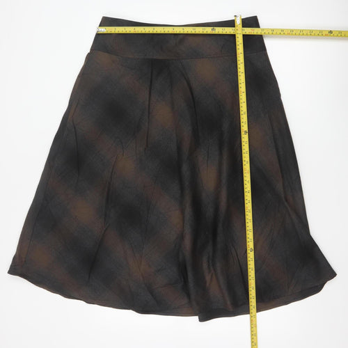 Marks and Spencer Women’s Brown Check A-Line Knee Length Skirt Size 14