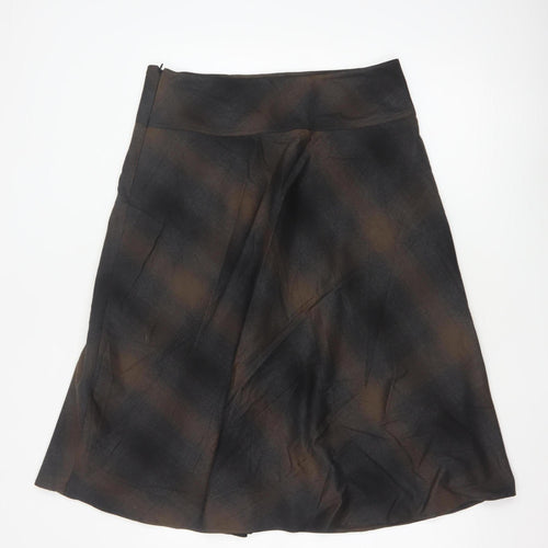 Marks and Spencer Women’s Brown Check A-Line Knee Length Skirt Size 14