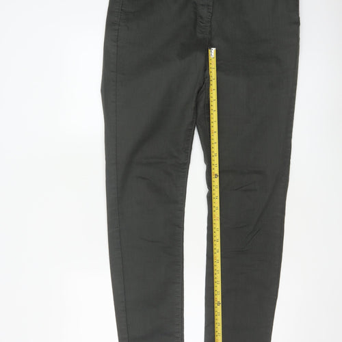 Marks and Spencer Women Forest Green Slim Trousers UK 14 Long Cotton Blend