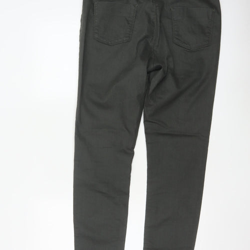 Marks and Spencer Women Forest Green Slim Trousers UK 14 Long Cotton Blend