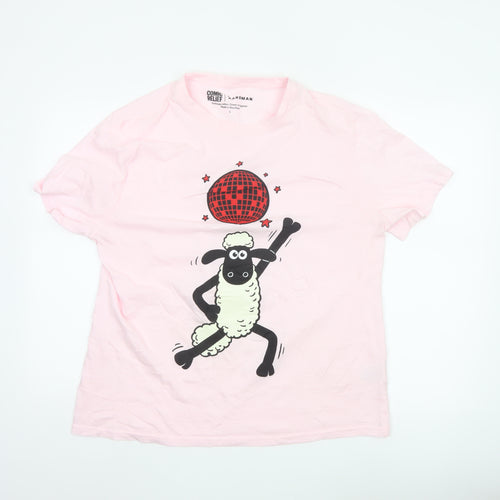 Comic Relief Aardman Women's Pink Shaun the Sheep L T-Shirt Nightshirt