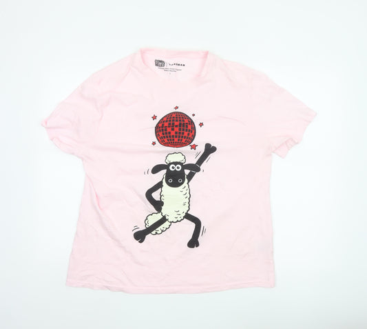 Comic Relief Aardman Women's Pink Shaun the Sheep L T-Shirt Nightshirt