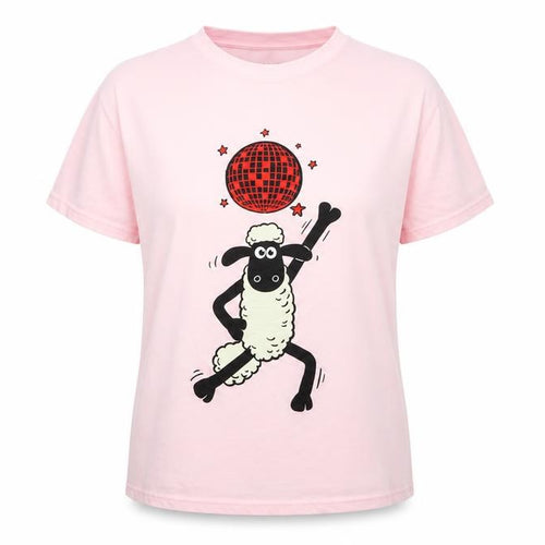 Comic Relief Aardman Women's Pink Shaun the Sheep L T-Shirt Nightshirt