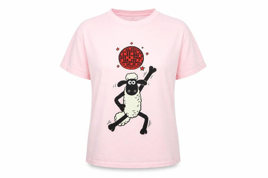 Comic Relief Aardman Women's Pink Shaun the Sheep L T-Shirt Nightshirt
