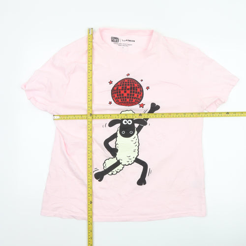 Comic Relief Aardman Women's Pink Shaun the Sheep L T-Shirt Nightshirt