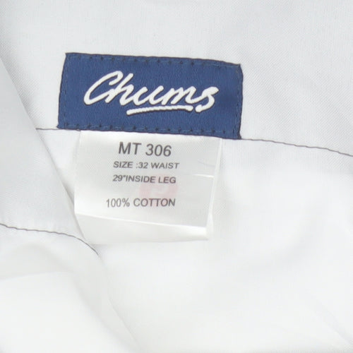 Chums Men's Grey Cotton Chino Trousers 32W 29L Regular Fit