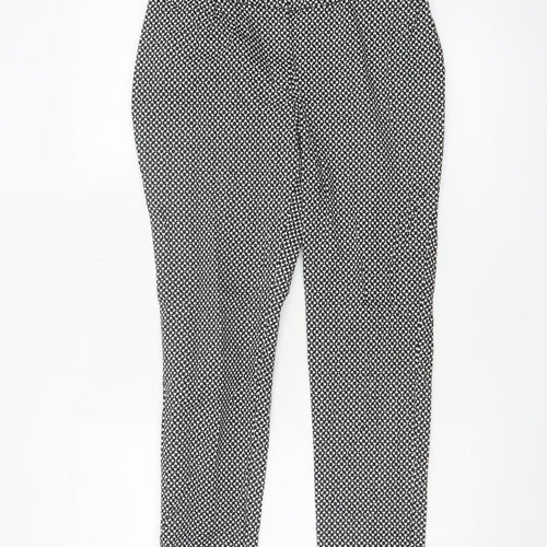 New Look Petite Black Geometric Slim Trousers Size 10