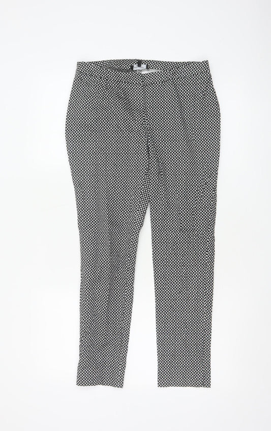 New Look Petite Black Geometric Slim Trousers Size 10